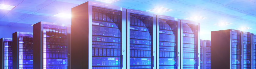 data servers lined up in data center facility