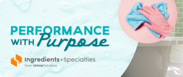 soapy background with hand scrubbing and text that reads Performance with Purpose