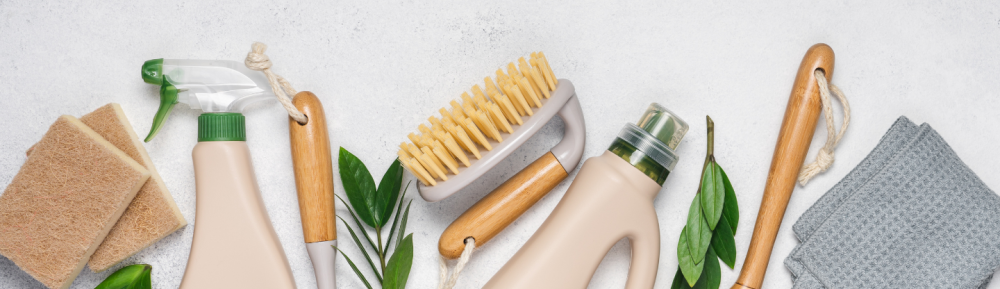professional cleaning products in bucket