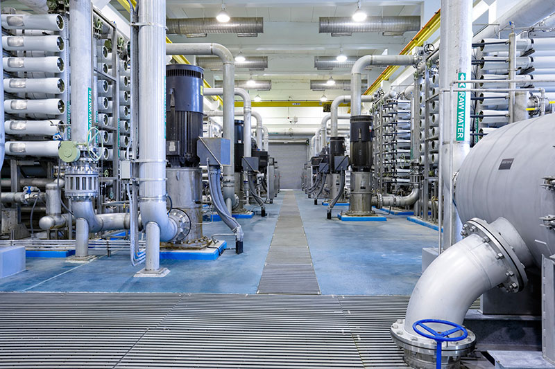 Inside a water filtration plant