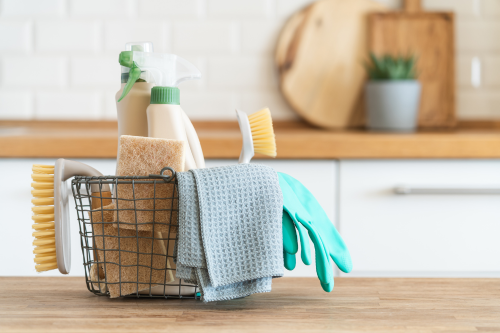 bucket of cleaning solution products