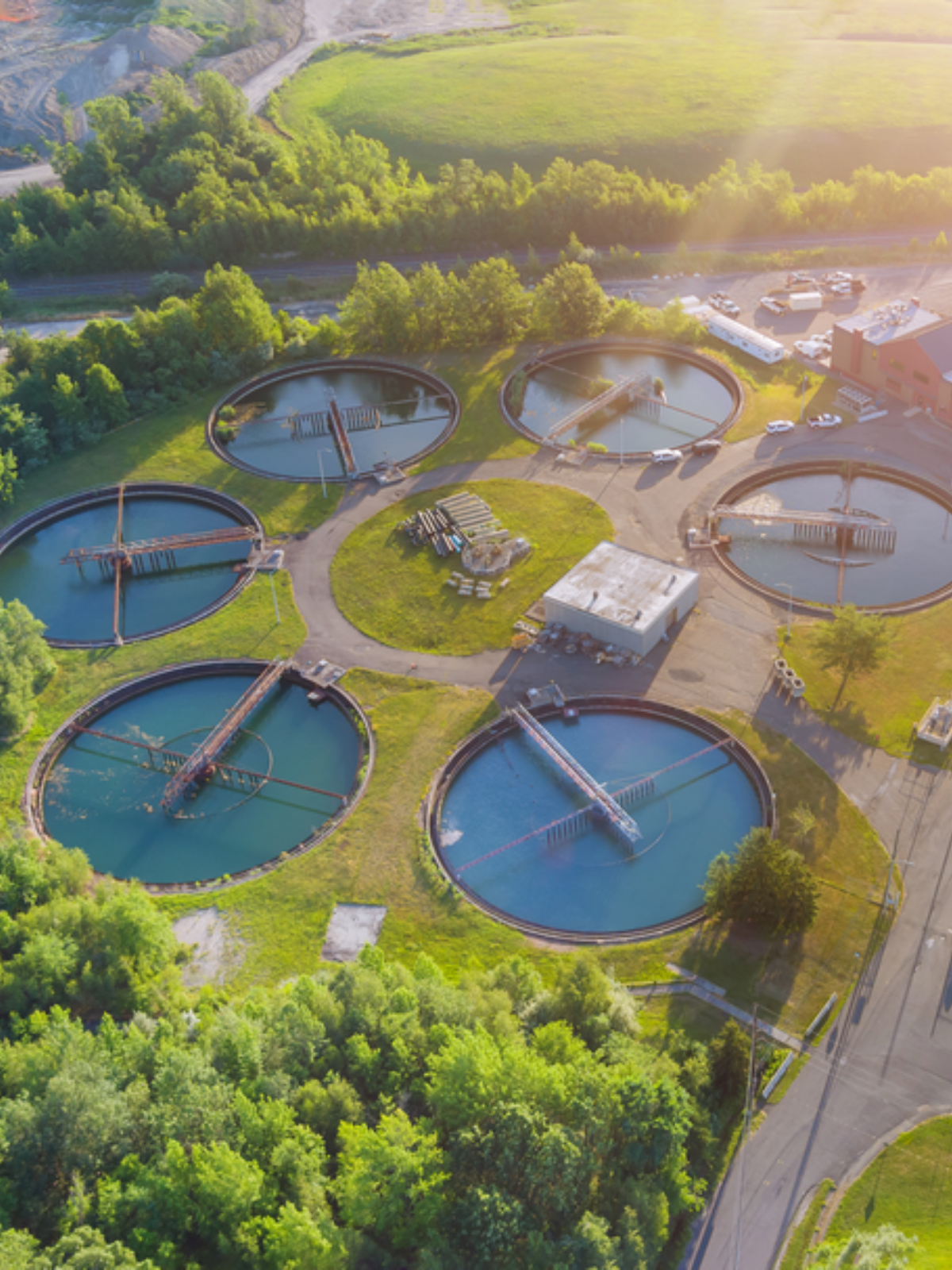 aerial view of water treatment plant
