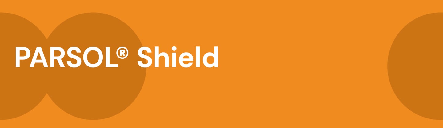 orange background with dark circles and text that says PARSOL® Shield
