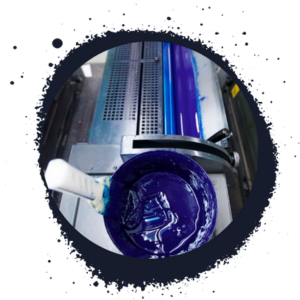 tub of blue paint