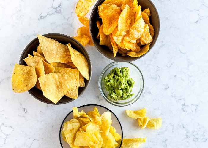 variety of chips and dip