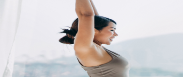 Woman practicing a yoga stretch