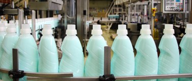 Laundry detergent on an assembly line at a manufacturing plant