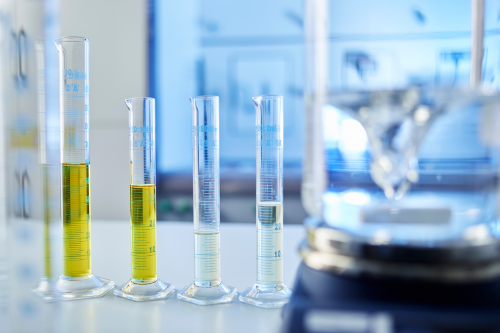 test tubes with liquids measured out