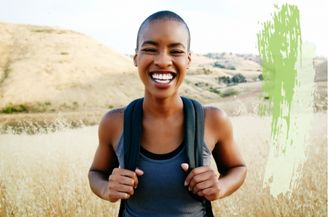 backpacking woman smiling